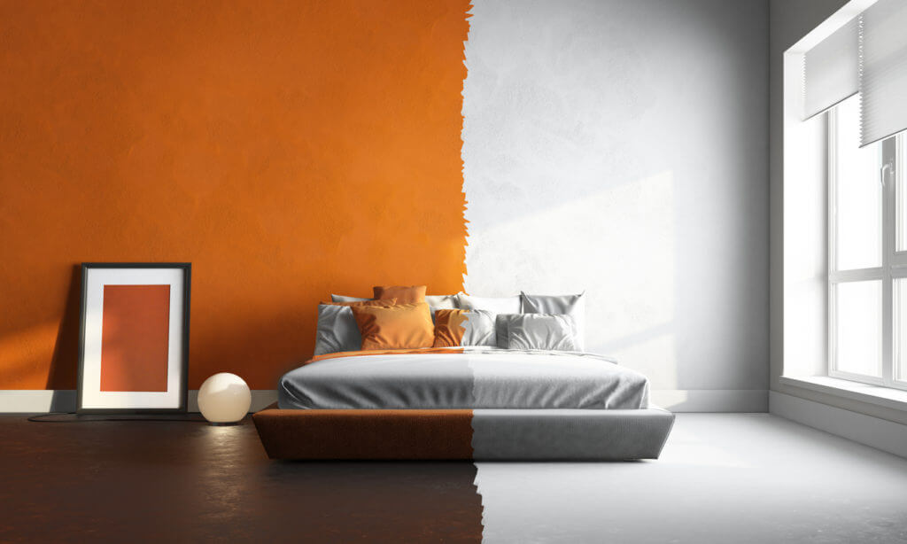 Armstrong Painting - Painting: 60-30-10 rule of interior painting - room with orange and white wall